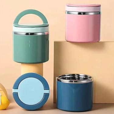 Imagem de Lancheira – Recipiente térmico de aço inoxidável com tampa à prova de vazamento, pote de refeição isolado de grande capacidade para escritório, viajantes e entusiastas de atividades ao ar livre, 1