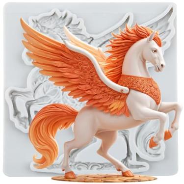 Imagem de MYPRACS Pegasus Fondant Moldes de silicone para decoração de bolos de açúcar, topo de cupcake, pasta de goma de chocolate, argila de polímero
