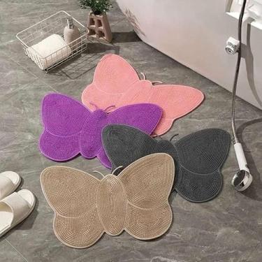 Imagem de Tapete Antiderrapante para Box Banheiro com Ventosas 40x70cm – Tapete de Chuveiro Massageador para Pés Segurança Antiescorregante (Cores Aleatorias Borboleta)