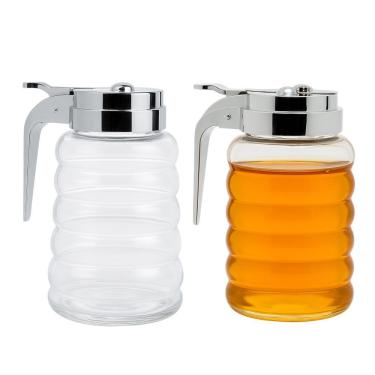 Imagem de Kit 2 Meleira Pote Porta Mel De Vidro Com Tampa De Metal 280ml Lyor