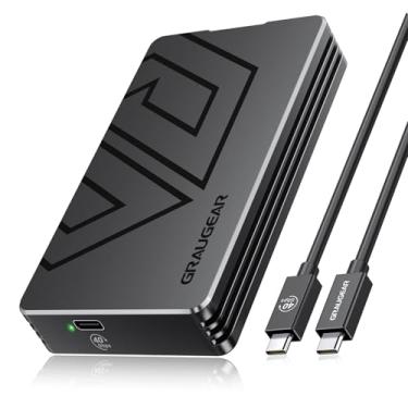 Imagem de GRAUGEAR Gabinete SSD USB4 M.2 NVMe, capa sem ferramentas de liga de alumínio, compatível com USB4/Thunderbolt 4, suporta SSD PCIe Gen4 NVMe 2230-2280, armazenamento externo portátil compacto (U4