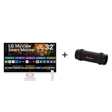 Imagem de Monitor LG MyView Smart 32SR73U-W Tela UHD 4K 32" + Caixa de Som Bluetooth LG xboom Grab by will.i.am - East LA   - 32SR73.GRAB