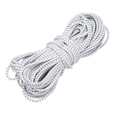 Imagem de PATIKIL Cordão elástico elástico, corda elástica de 1/20.3 cm x 49' de poliéster resistente para caiaque corda elástica para caiaque lona gravata barco barraca acampamento artesanato DIY, branco e