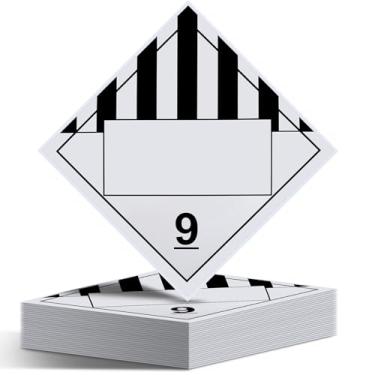 Imagem de Fiwochic Placa de 25 peças classe 9 variadas, em branco - 27,3 cm x 27,3 cm, placa de mercadorias perigosas diversas, vinil autoadesivo removível para aplicações temporárias, compatível com materiais