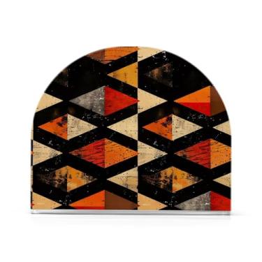 Imagem de Porta-guardanapos de banho triângulos coloridos, porta-guardanapos de plástico para mesas, suporte de guardanapo vertical para jantar cozinha restaurante decoração de casa acessórios de bar