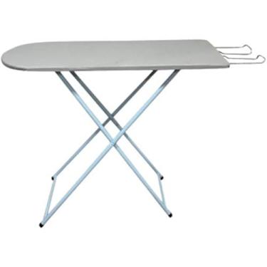 Imagem de Tábua de Passar Roupa Mesa Porta Ferro Resistente Tradicional Dobrável Com 3 Regulagens (Branco)