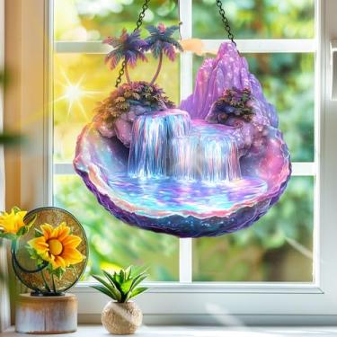 Imagem de Acrílico colorido, apanhadores de sol, decoração de janela pendurada em cascata, arte de parede de arco-íris, para varanda, interior e exterior, jardim, enfeites de Natal, decoração 19 x 19 cm, CH#148