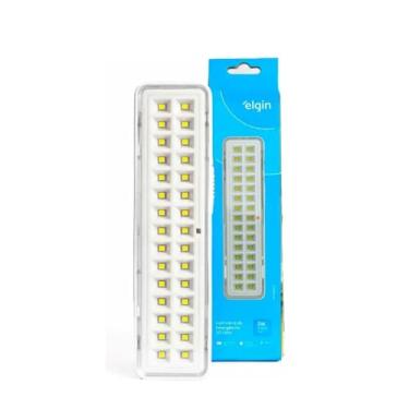 Imagem de Luminária de Emergência LED 30 Leds 2W, 110V/220V, Bateria Recarregável com Autonomia de até 6 Horas, Luz Branca Fria para Falta de Energia
