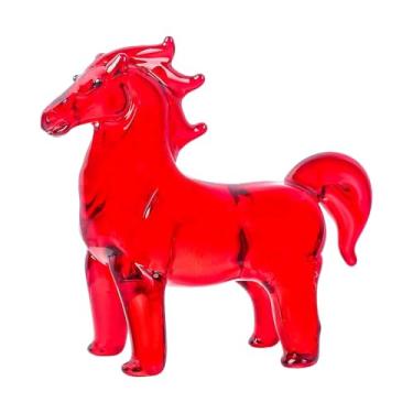 Imagem de XLWLLNJ Estatueta de Cavalo em Vidro, Escultura de Animal, Ornamento Decorativo Robusto para Mesa, Estátua de Cavalo para Decoração de Casa, Escritório e Sala, Vermelho