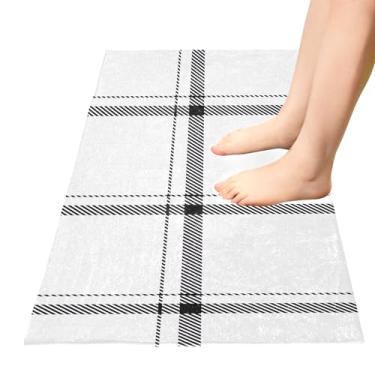 Imagem de TSENQUE Tapetes de banheiro xadrez xadrez preto e branco tapetes de cozinha tapetes absorventes para porta frontal laváveis tapetes antiderrapantes para banheiro para decoração de cozinha de casa, 99