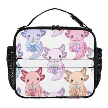 Imagem de Joisal Lancheira fofa colorida de chá bolha para mulheres, meninas, lancheira com alça de ombro masculina e infantil, lancheira para trabalho e meninos, bolsa térmica divertida e fofa