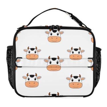 Imagem de Joisal Lancheira branca de vaca com desenho fofo para mulheres, meninas, lancheira masculina e infantil para trabalho, bolsa térmica térmica para meninos