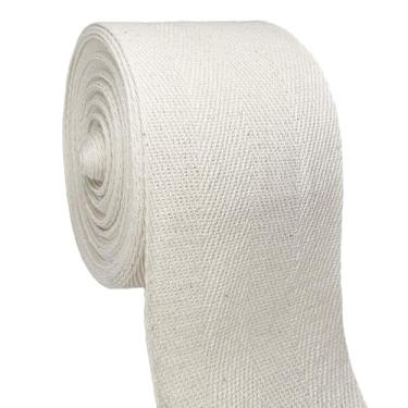Imagem de PAMIR TONG Fita de sarja de algodão branco natural de 6 cm - Fita multiuso de 10 metros de espinha de peixe para costura, decoração de casamento, embrulho de presente, bunting e encadernação de viés