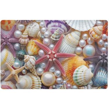 Imagem de TSENQUE Tapete de porta fofo de estrelas do mar colorido personalizado grande tapete de boas-vindas divertido, tapete externo de outono antiderrapante para entrada interna, 81 cm x 50 cm