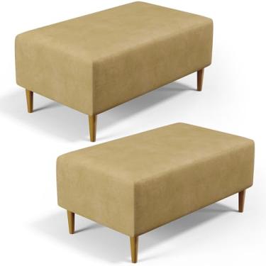 Imagem de Kit 02 Puffs Decorativo Sala de Estar Cléo W01 Pés Palito 90 cm Couríssimo Casco Fendi - Lyam Decor