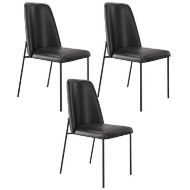 Imagem de Kit 03 Cadeiras Decorativa Estofada Para Sala De Jantar Bella L02 Couríssimo Preto - Lyam Decor