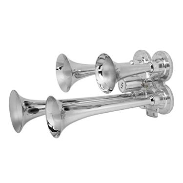 Imagem de Acouto Buzina de Trompete Super Loud 135DB 4 - Veículos Banhados a Zinco 12V/24V - Semi-caminhões Perfeitos, Picape, RV, SUV Durável, Fácil de Instalar, Aparência Marcante