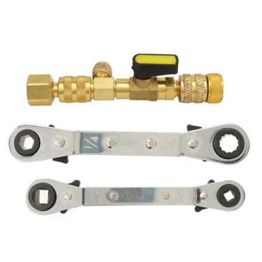 Imagem de Acouto Kit de Ferramentas Multifuncional para Remoção de Válvula AC - Removedor de Válvula de Condicionamento Com Chave e Adaptadores Sistemas R410, R22, R12, R407 - e Reparo de Refrigeração Fácil