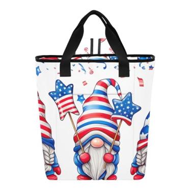 Imagem de Joitme Bolsa de praia à prova d'água com gnomos fofos chapéus Ed estrelas EUA mochila isolada impermeável 36 latas sacola de compras para mantimentos