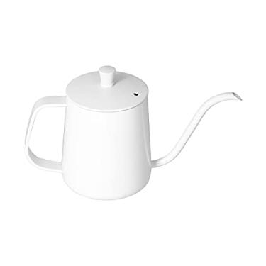 Imagem de GLOGLOW Suprimentos para café e chá Em Aço Inoxidável Com Bico Pescoço de Ganso, Ranhura para Termômetro, 21,8 X 13,8 Cm, para Casa e Restaurantes Cafeteira Manual, Nan (Branco 600ml)