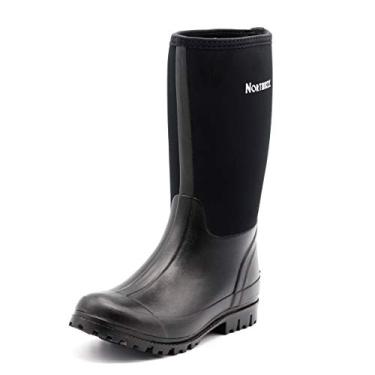 Imagem de Botas de chuva masculinas Northikee de borracha para caça, isoladas, impermeáveis, antiderrapantes, neoprene, preta, para uso externo, botas duráveis para neve, Preto, 12