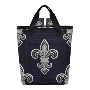 Imagem de Joitme Bolsa térmica macia prateada Fleur De Lis Dark Back Pack Coolers impermeável 36 latas sacola de compras para mantimentos