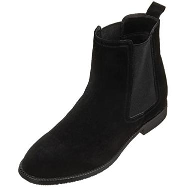 Imagem de CALTO Botas Chelsea masculinas invisíveis que aumentam a altura – Botas Chelsea de camurça – 7 cm mais alto, Preto, 40