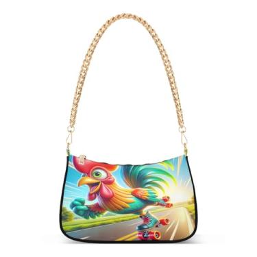 Imagem de Bolsa de ombro atlética com corrente de desenho animado fofa, bolsa feminina artística, média, bolsa casual Hobo