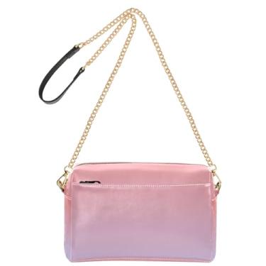 Imagem de Joitme Bolsa de ombro feminina transversal coral rosa lavanda azul gradiente bolsa de telefone linda bolsa de ombro de couro PU alça de corrente