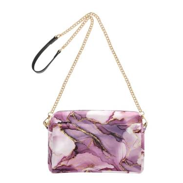 Imagem de Joitme Bolsa tiracolo feminina para celular, bolsa de ombro de couro sintético branco rosa dourado com alça de corrente