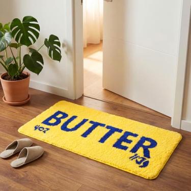 Imagem de Drydiet Tapete de manteiga 100 cm x 45 cm Tapete de banheiro longo amarelo brilhante tapete de banheiro felpudo antiderrapante tapete grande absorvente de água tapete de banheira pia tapete para