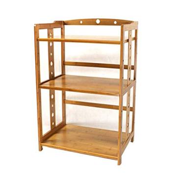 Imagem de Prateleira de cozinha de bambu de 3 níveis, prateleira de armazenamento para forno de micro-ondas, prateleira de temperos, prateleira de canto para temperos, ajustável, em pé na bancada