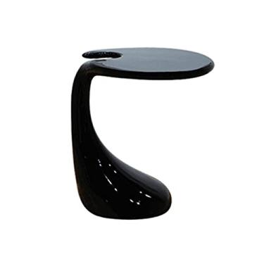 Imagem de Mesa lateral de sofá redonda, área de estar, vários quartos, mesa de cabeceira, janela, varanda, mesa de centro pequena (cor: preto)