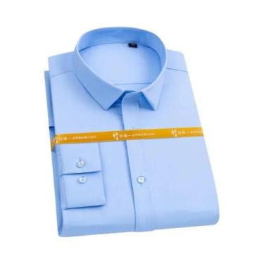 Imagem de Camisa Social Masculina Slim Fit Anti-Rugas De Fibra De Bambu Manga Lo