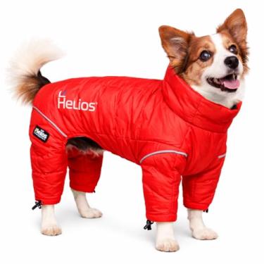 Imagem de Jaqueta DOGHELIOS 'Thunder-Crackle' de corpo inteiro Waded-Plush ajustável e reflexiva 3M para cães de estimação com tecnologia Blackshark grande, vermelha granadina