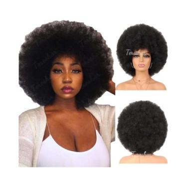 Imagem de Peruca Curta Afro Kinky Cacheada Auburn Para Mulheres, Sintética, Resi