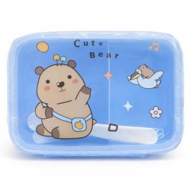 Imagem de Kit Lancheira Marmita Infantil Capivara - - FWB, Kit Transparente Azul