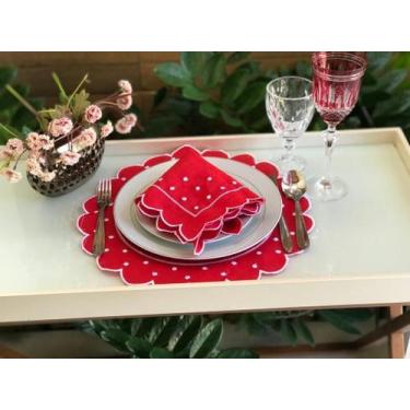 Imagem de Kit Conjunto Sousplat Jogo Americano Bordado Com Guardanapo Para 3 lug