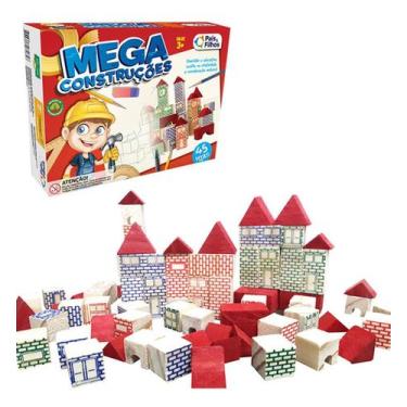 Imagem de Jogo Mega Construcao Bloco Madeira Montar Infancia 45pcs - Mega Constr