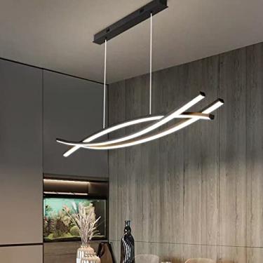 Imagem de Luminária pendente LED regulável para mesa de jantar, sala de jantar com controle remoto, luminária pendente moderna com altura ajustável para sala de estar, cozinha, escritório e cozinha (p