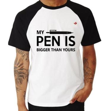 Imagem de Camiseta Raglan My pen is bigger than yours - Foca na Moda, Branco, Pr