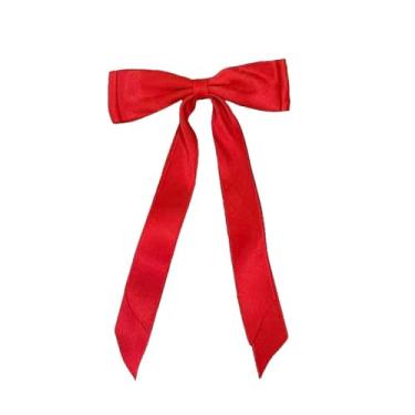 Imagem de Arcos de cabelo para mulheres, 2 peças de clipes de fita de cabelo de camada dupla acessórios de suporte de rabo de cavalo para mulheres e meninas (vermelho)