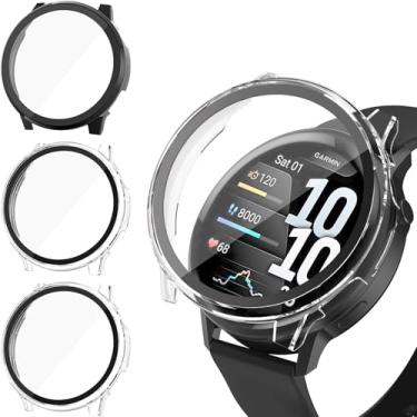Imagem de Oanux Pacote com 3 protetores de tela compatíveis com Garmin Venu 4 de 41 mm [cobertura total], capa rígida de policarbonato ultrafina, acessórios faciais de vidro temperado integrado para Venu 4 de
