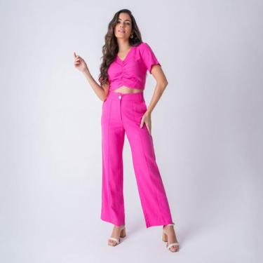 Imagem de Conjunto susie cropped e pantalona feminino - Susie Modas, Pink, P, 10