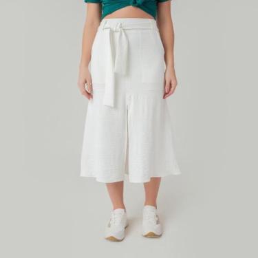 Imagem de Saia susie midi crepe heavy flow feminino - Susie Modas, Branco, P, 10