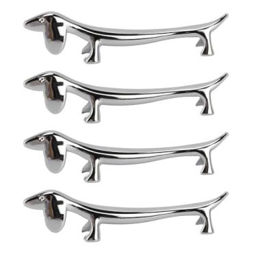 Imagem de Conjunto de suporte de mesa de metal criativo em design de filhote de cachorro prata quatro peças para facas, garfos e pauzinhos