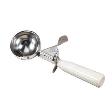 Imagem de Fesjoy Colher de Sorvete de Aço Inoxidável 8 Cm, Alça Plástico, Alavanca Liberação, Design Antiderrapante, Leve, Perfeita para Casa, Loja Sobremesas, café, Restaurante, (6,8cm)