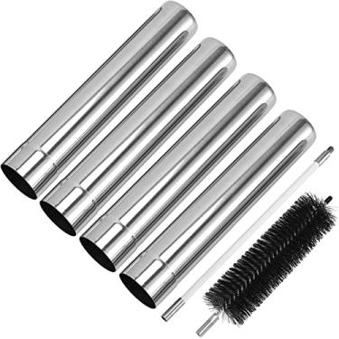 Imagem de Tubo de fogão, tubo de chaminé de fogão a lenha de acampamento, tubo de chaminé para barraca de queima de madeira, caça, pesca no gelo, culinária, abrigo (4 peças - 6 cm x 40 cm)