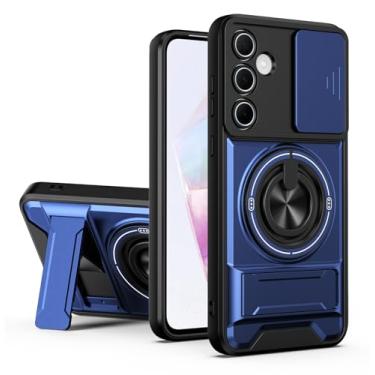 Imagem de SORAKA Capa para Samsung Galaxy A55 5G com suporte,proteção de lente com janela e capa dupla de PC e TPU compatível com suporte magnético para carro