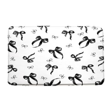 Imagem de Tapete de banho com laço preto, bonito, estético, coquete, moderno, minimalista, chique, tapete de banheiro, 48 x 75 cm